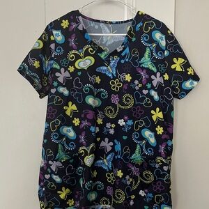 Colorful Butterfly Print Women's Short Sleeve Top